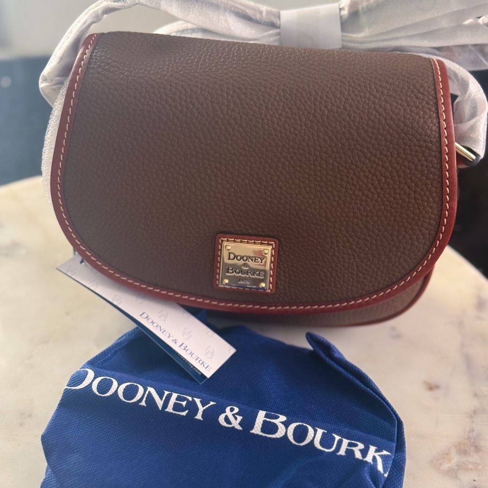 Dooney & Bourke Brown Crossbody Bag with Red Trim